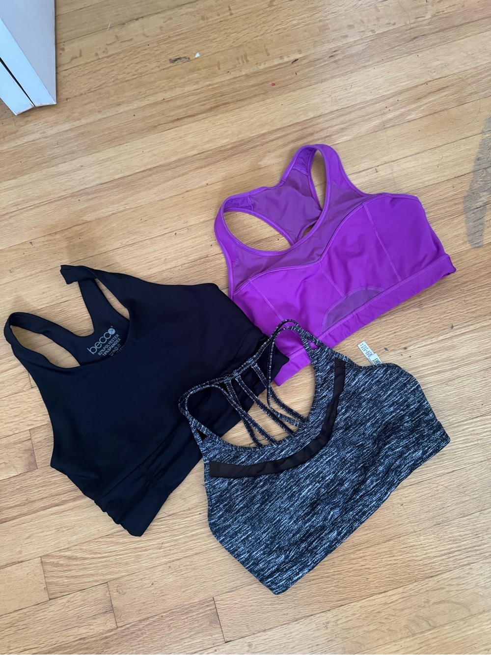 Victoria's Secret Purple, Black & Gray Sports Bra Trio